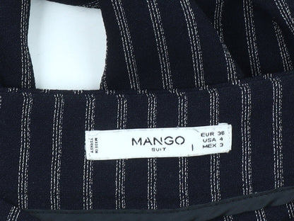 Mango Women's Black Striped Wide-Leg Trousers Size 8
