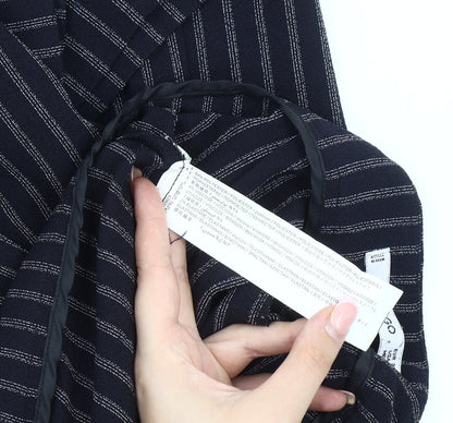 Mango Women's Black Striped Wide-Leg Trousers Size 8