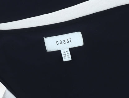 Coast Women's Black Tunic Blouse, Size 12, V-Neck