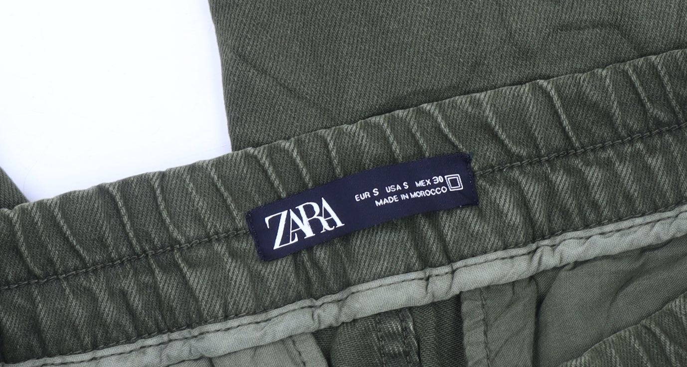 Zara Women's Green Jogger Trousers, S, Casual Comfort