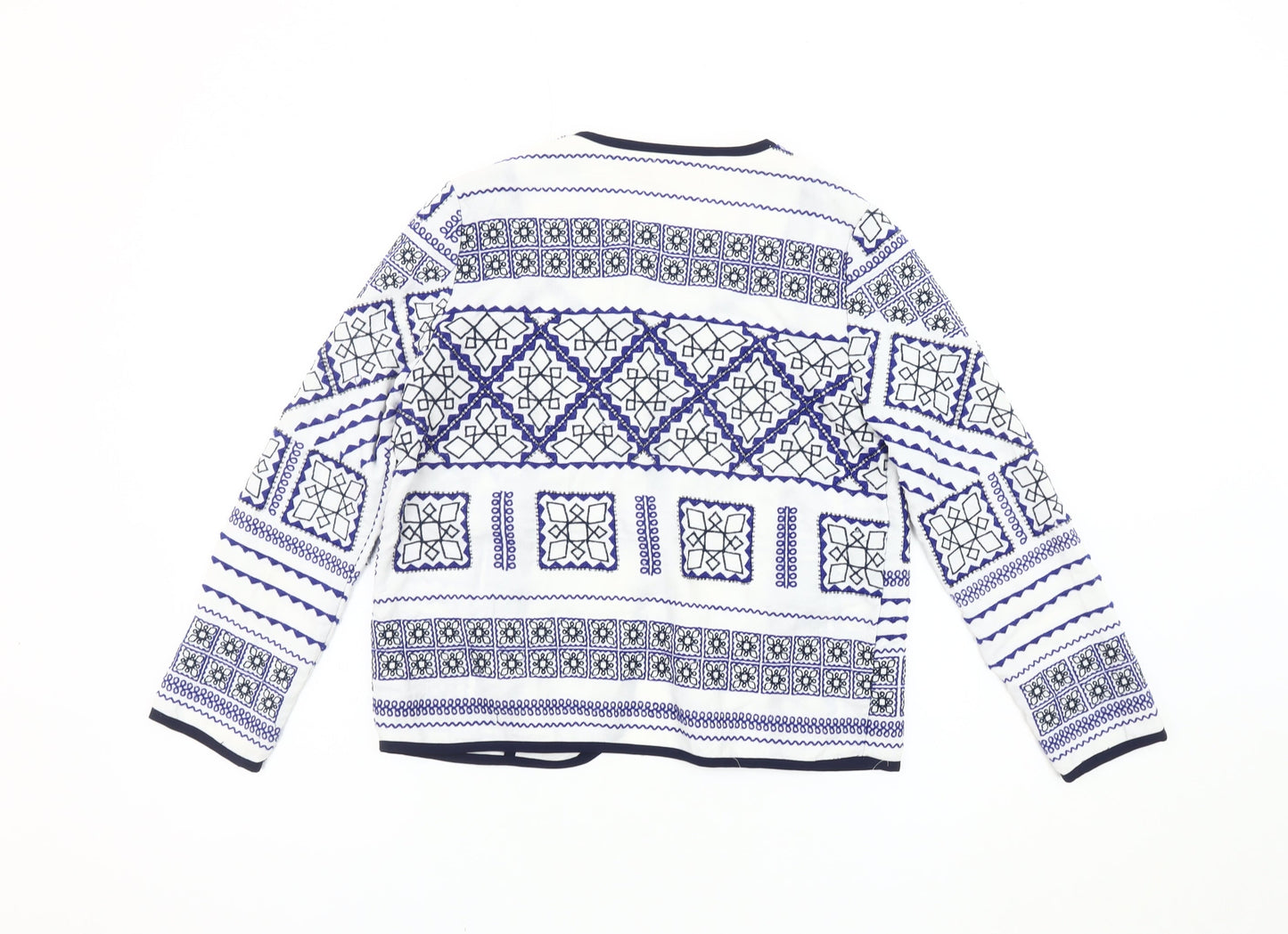 River Island Women’s White Geometric Blazer, Size 6