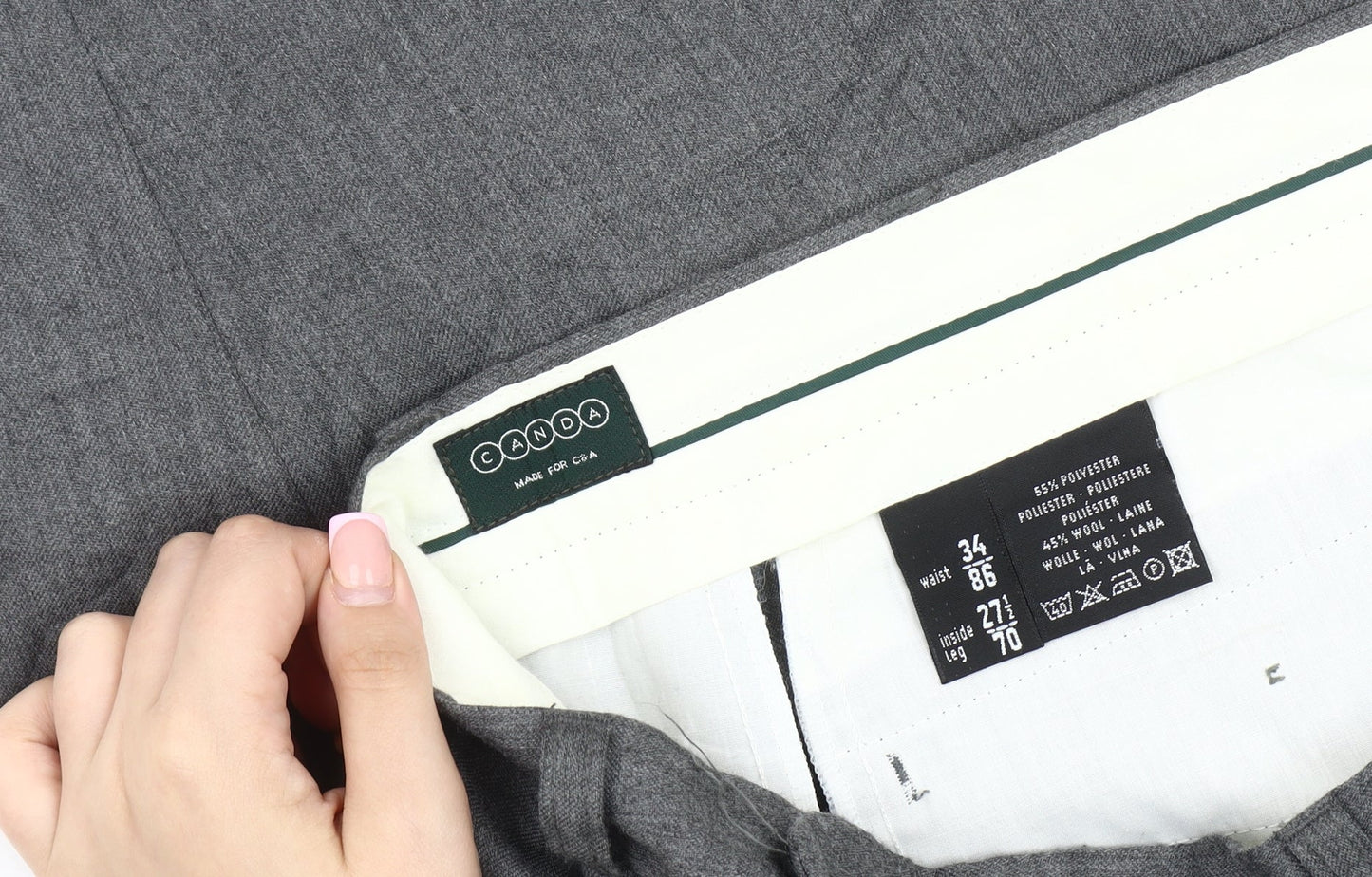 Mens UK Size 34 Canda Classic Fit Workwear Grey Trousers