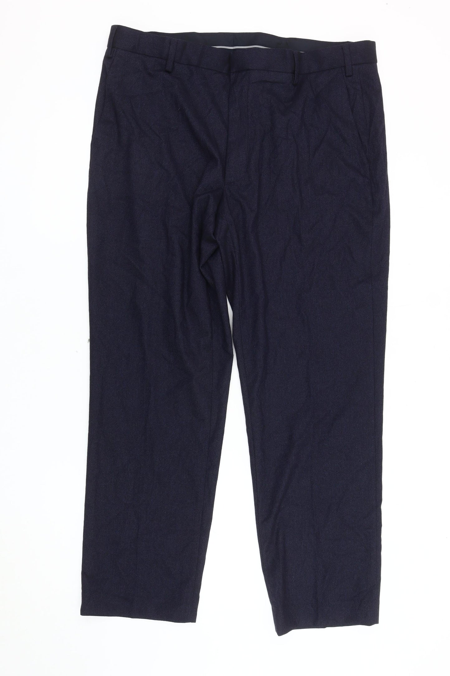 Marks and Spencer Men's Blue Regular Fit Trousers