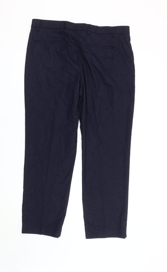 Marks and Spencer Men's Blue Regular Fit Trousers