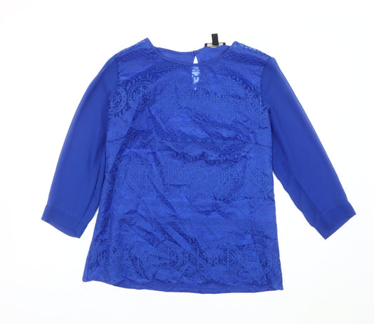 Womens UK Size M Mango Blue Basic Blouse