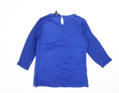 Womens UK Size M Mango Blue Basic Blouse