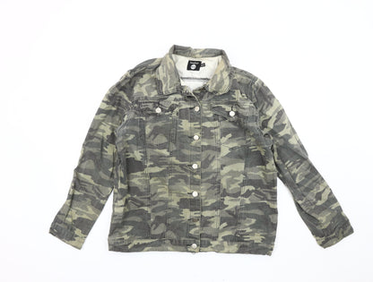Boohoo Women's Green Camouflage Biker Jacket Size 12