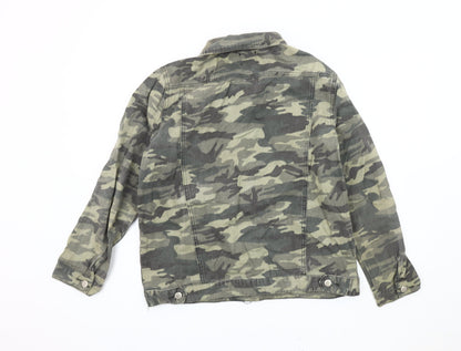 Boohoo Women's Green Camouflage Biker Jacket Size 12