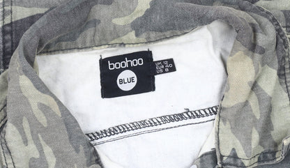 Boohoo Women's Green Camouflage Biker Jacket Size 12