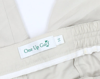 Womens UK Size 14 One Up Golf Relaxed Fit Cropped Beige Trousers
