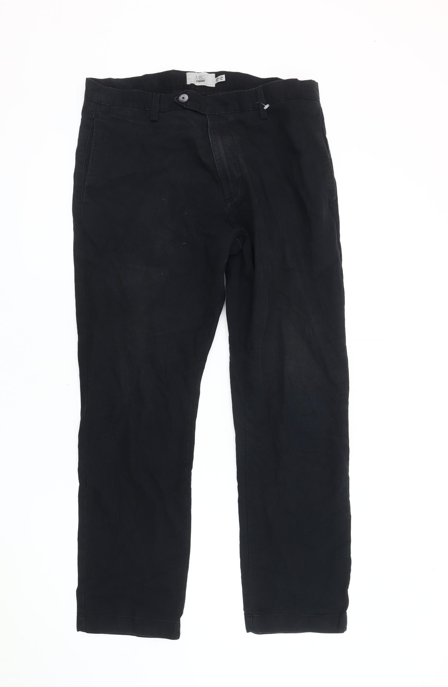 Marks and Spencer Men's Black Straight Trousers 32
