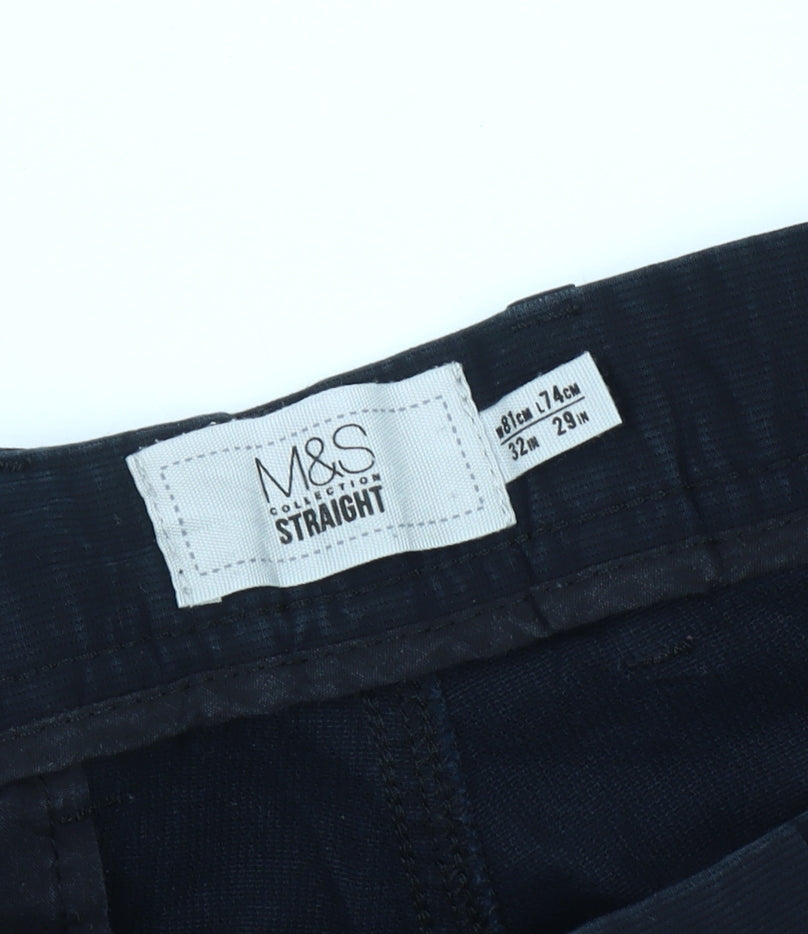 Marks and Spencer Men's Black Straight Trousers 32
