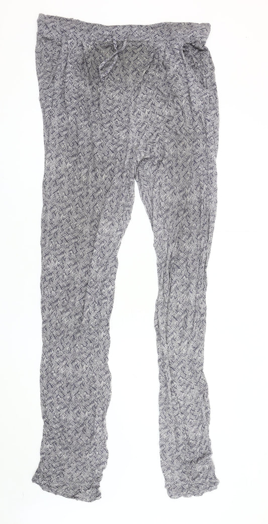 White Stuff Women's Blue Geometric Trousers Size 12