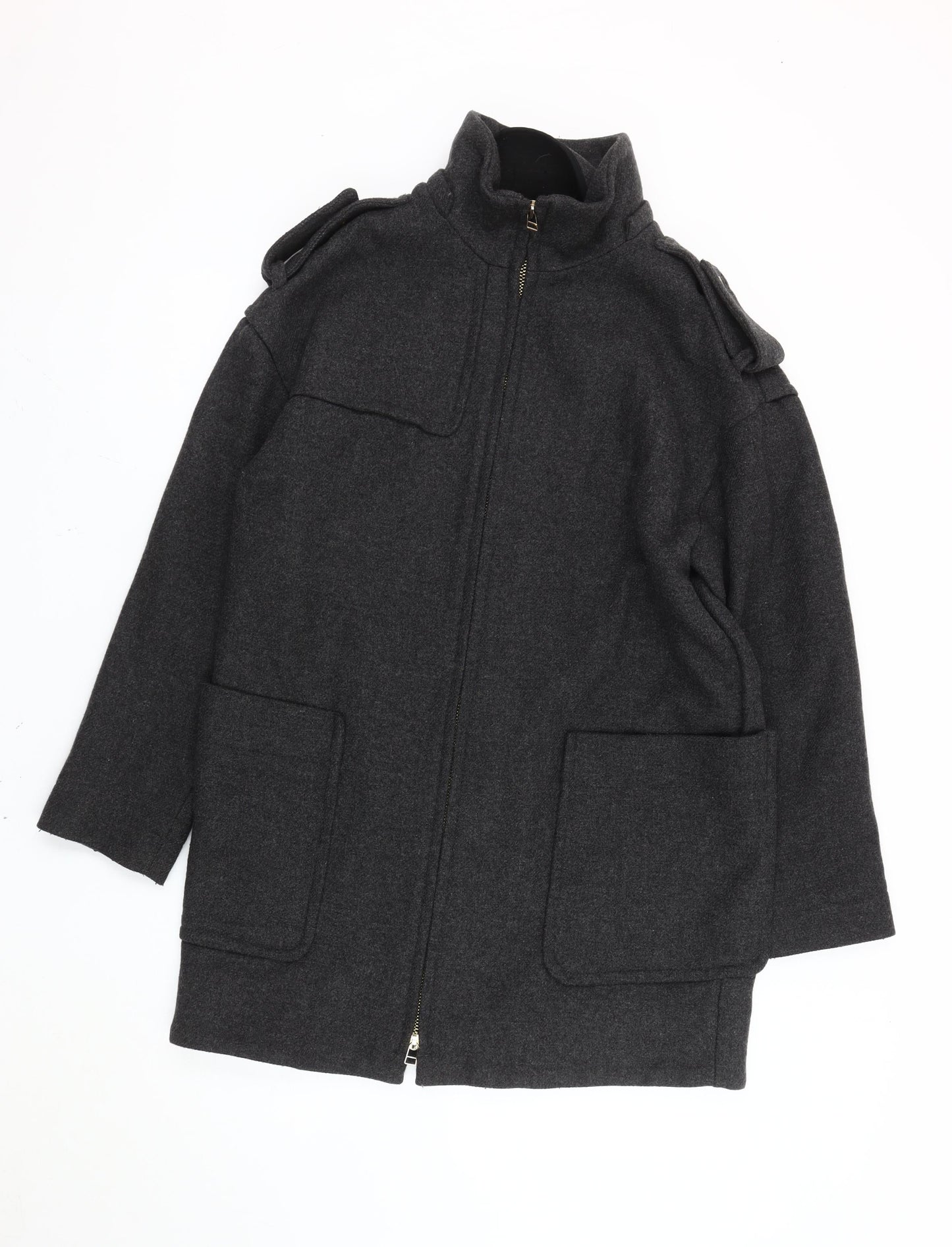 Mens UK Size S Mango Grey Military Jacket