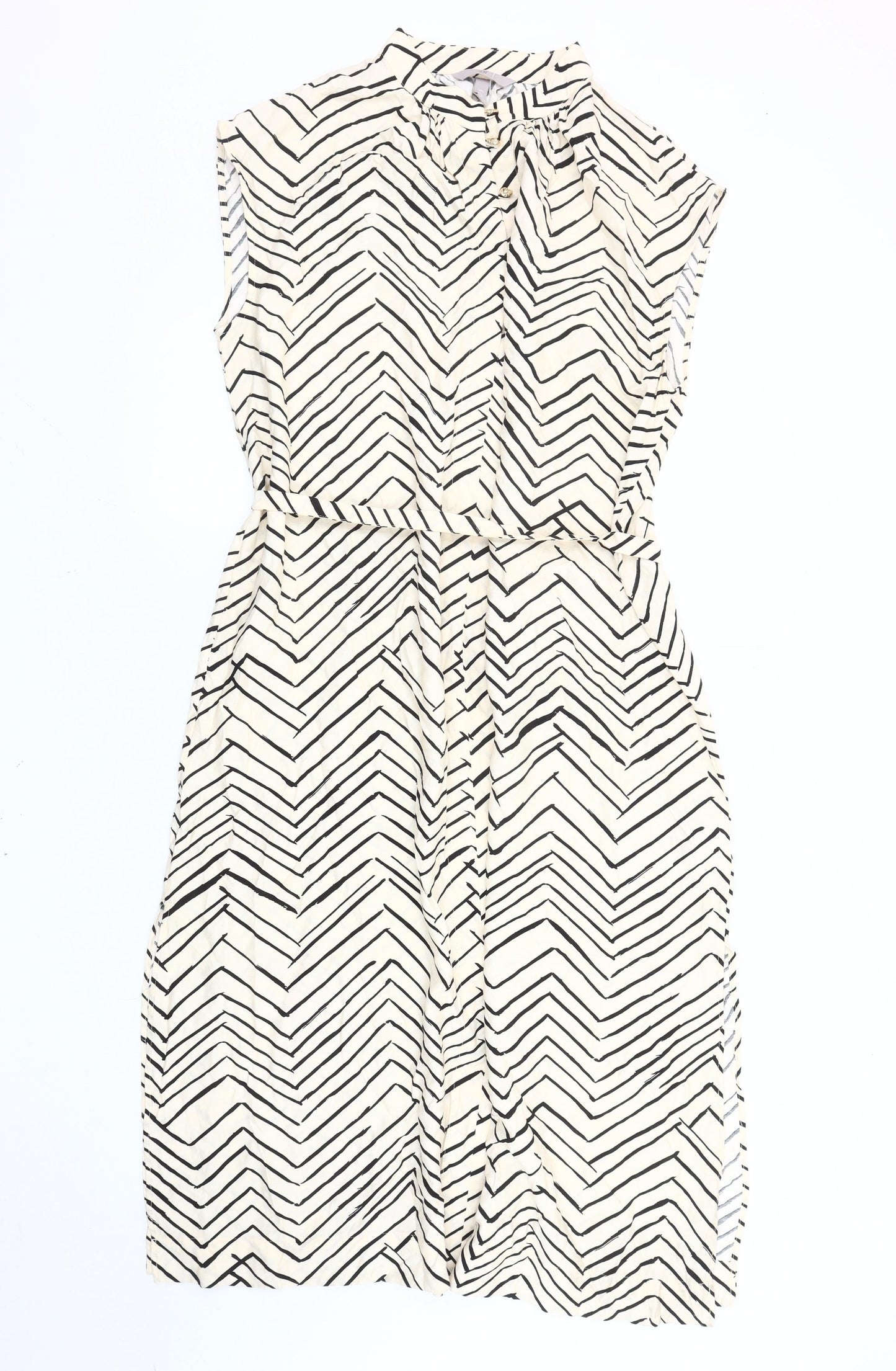 H&M Women's Multicoloured Chevron Shirt Dress Size 14