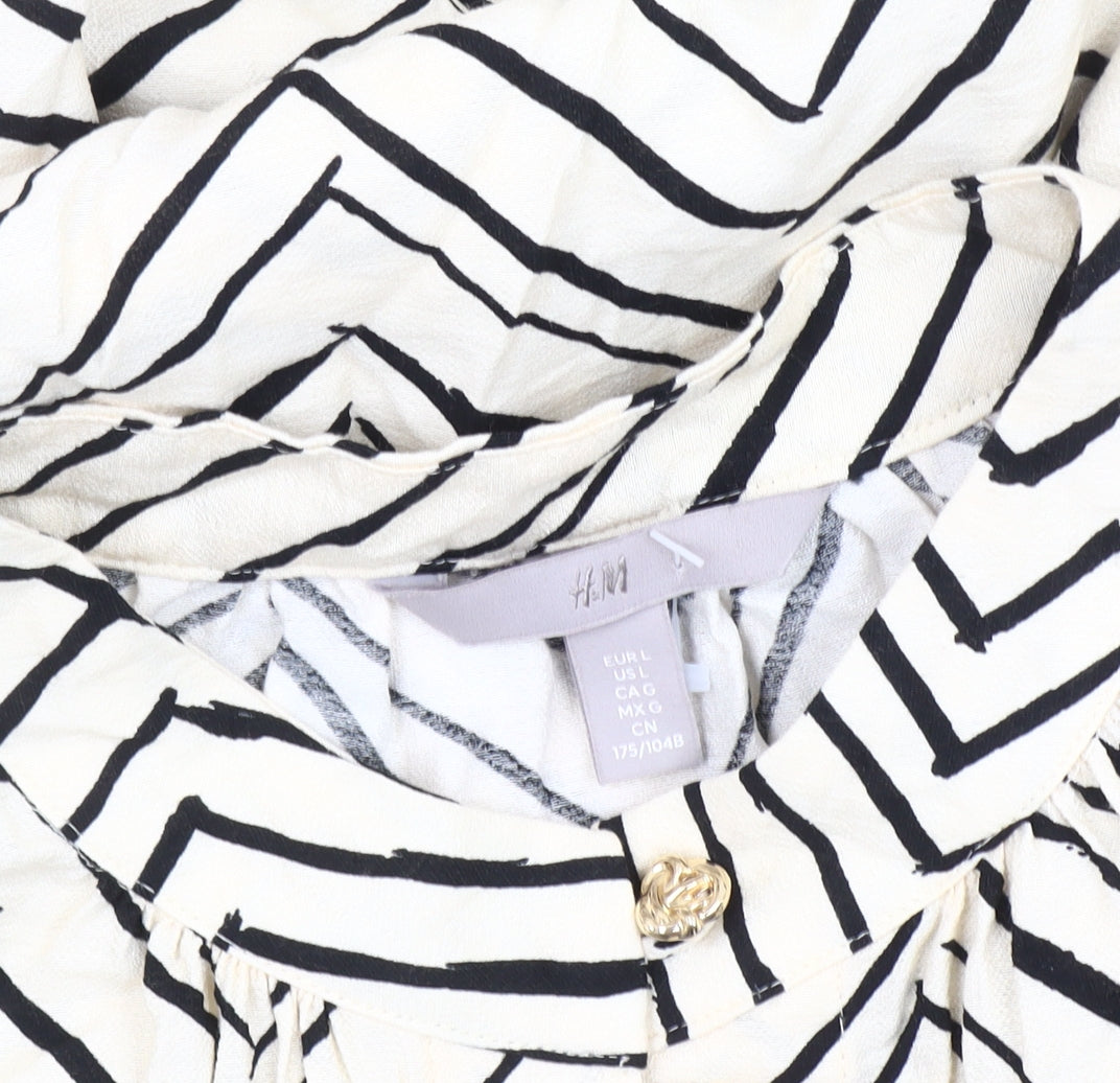 H&M Women's Multicoloured Chevron Shirt Dress Size 14