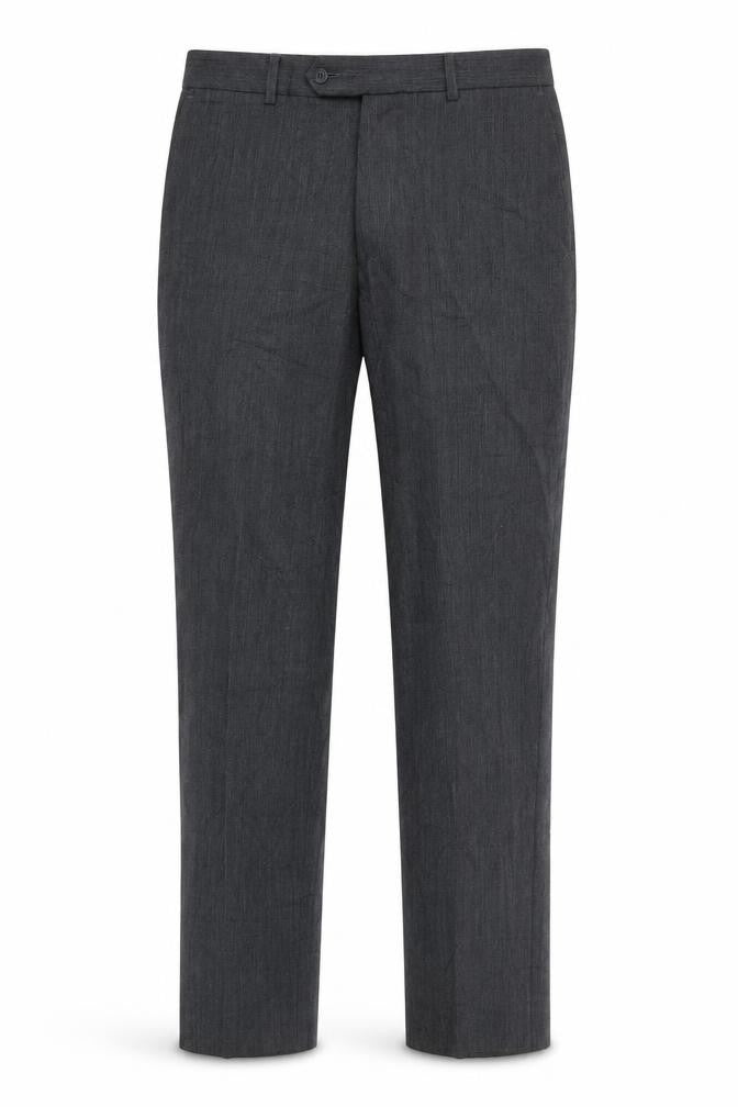 Front view of Linea Men's Grey Dress Pants, Size 32S, Wool Blend