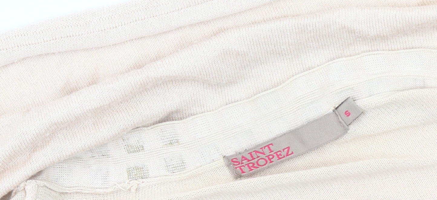 Womens UK Size S Saint Tropez Beige Cardigan Jumper