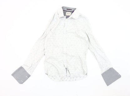 Ted Baker Men's White Geometric Long Sleeve Shirt, Size 15