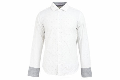 Ted Baker Men's White Geometric Long Sleeve Shirt, Size 15