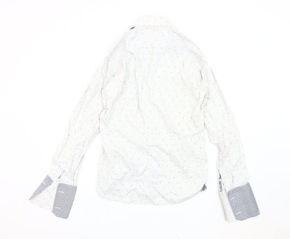 Ted Baker Men's White Geometric Long Sleeve Shirt, Size 15