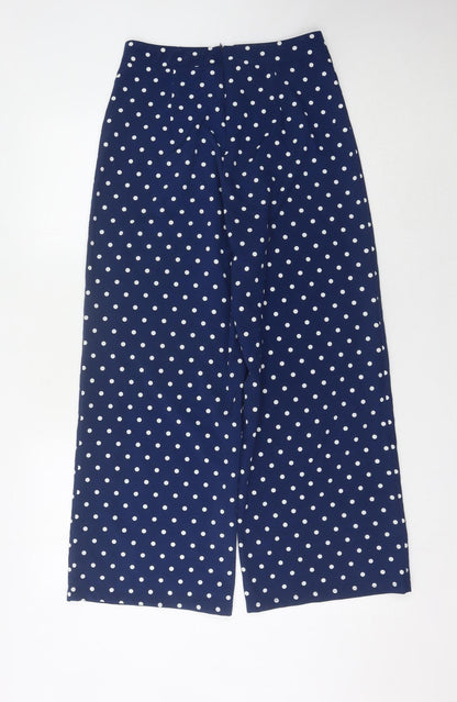 Nasty Gal Women's Blue Polka Dot Trousers - Size 10