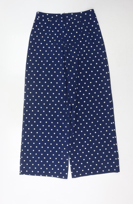 Nasty Gal Women's Blue Polka Dot Trousers - Size 10