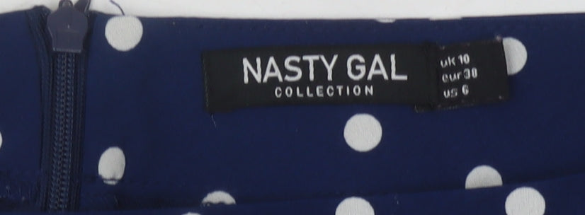 Nasty Gal Women's Blue Polka Dot Trousers - Size 10