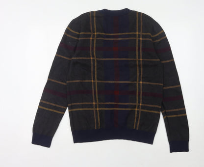 Next Men's Multicoloured Check Knit Pullover, L