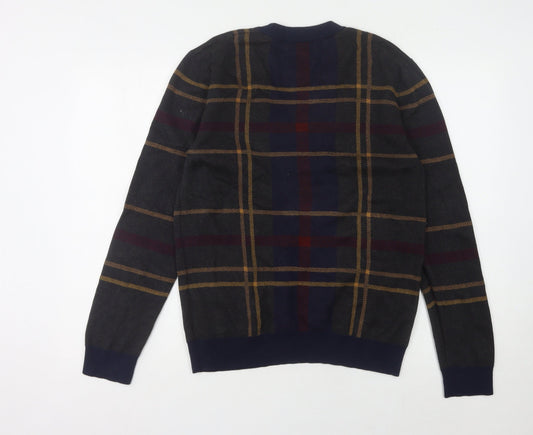 Next Men's Multicoloured Check Knit Pullover, L