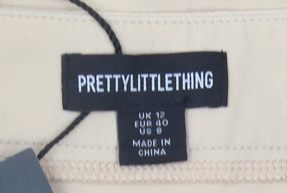 PrettyLittleThing Women's Beige Pleated Skirt Size 12