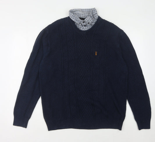 Next Men's Blue Cable-Knit Pullover Jumper XL