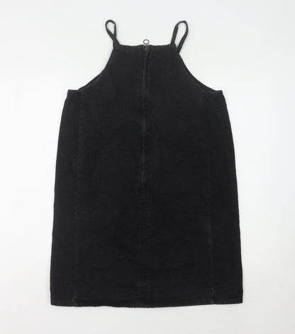 Matalan Black Pinafore Dress, Women, Size 10, Casual Zip