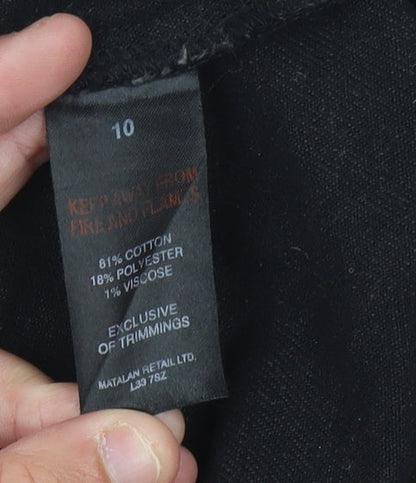 Matalan Black Pinafore Dress, Women, Size 10, Casual Zip