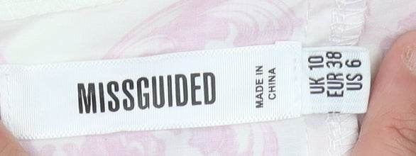 Womens UK Size 10 Missguided Multicoloured Cropped Blouse