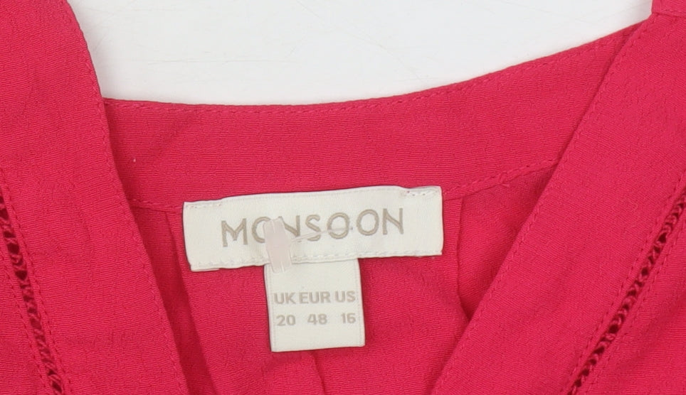 Womens UK Size 20 Monsoon Red Basic Blouse