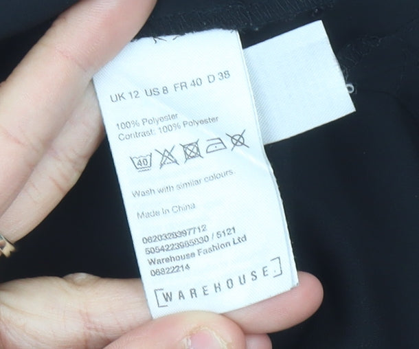 Womens UK Size 12 Warehouse Black Basic Blouse