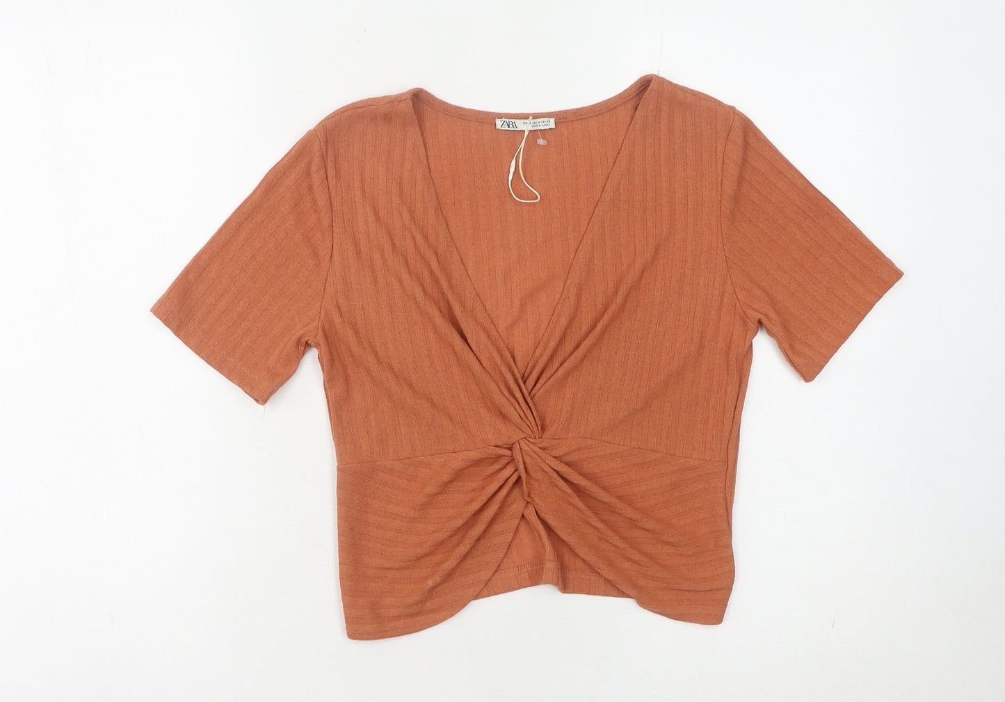 Womens UK Size 12 Zara Orange Cropped Blouse