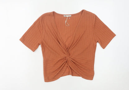 Womens UK Size 12 Zara Orange Cropped Blouse
