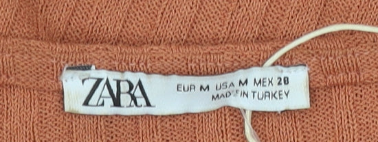 Womens UK Size 12 Zara Orange Cropped Blouse