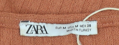 Womens UK Size 12 Zara Orange Cropped Blouse