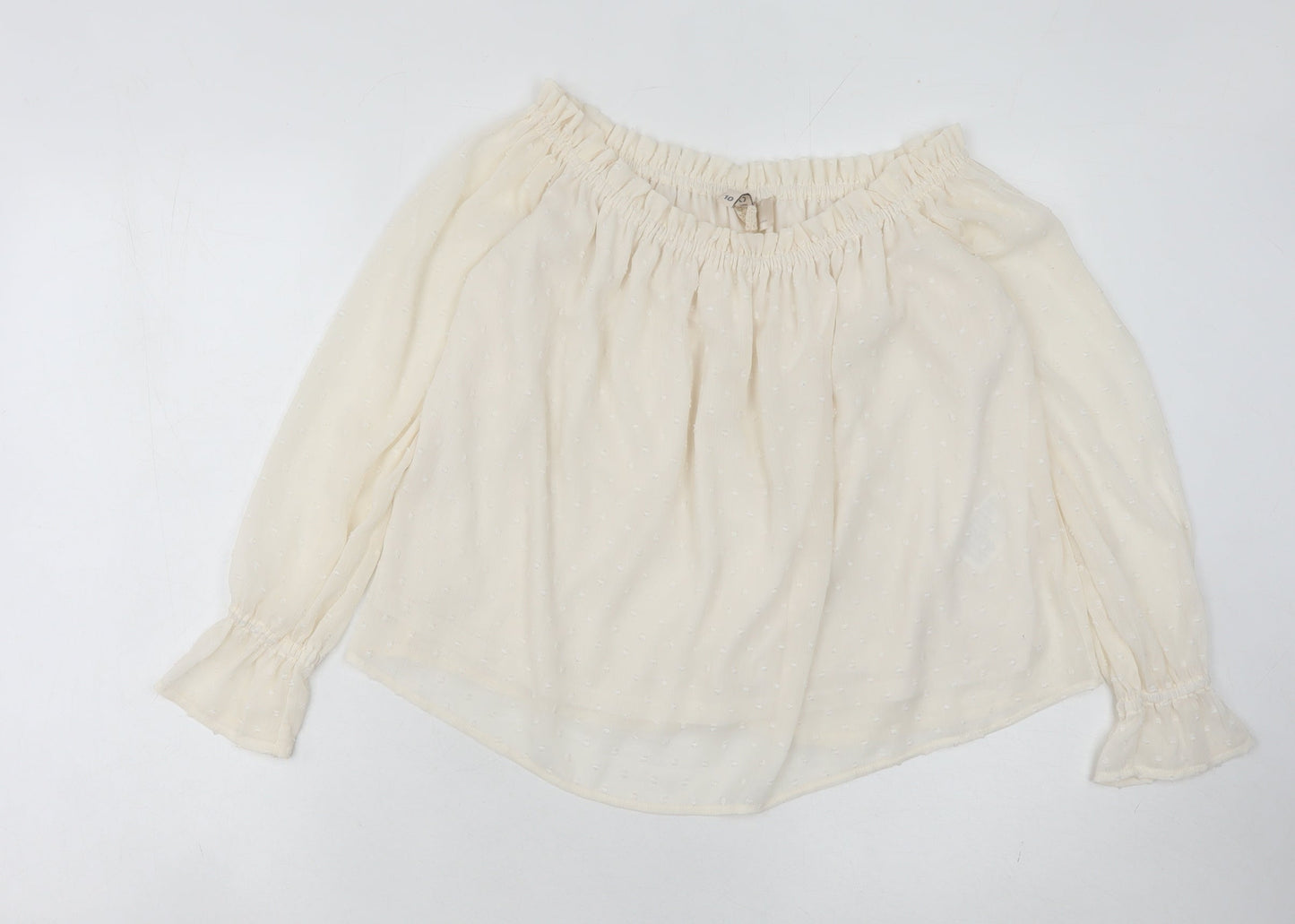 Womens UK Size 8 H&M Ivory Peasant Blouse