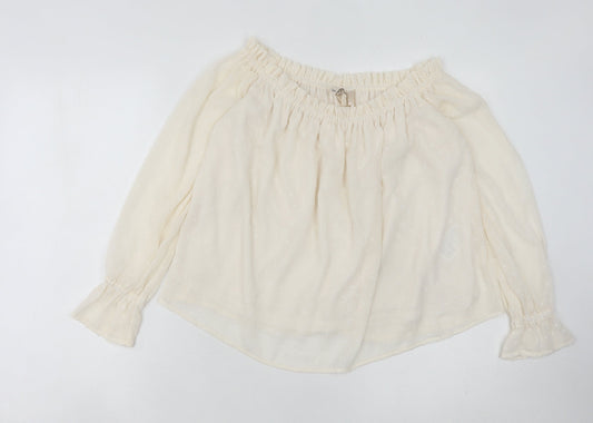 Womens UK Size 8 H&M Ivory Peasant Blouse