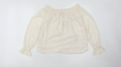 Womens UK Size 8 H&M Ivory Peasant Blouse