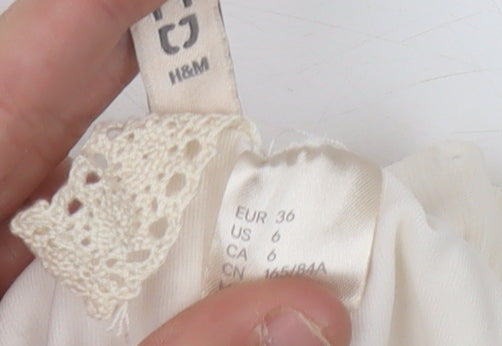 Womens UK Size 8 H&M Ivory Peasant Blouse
