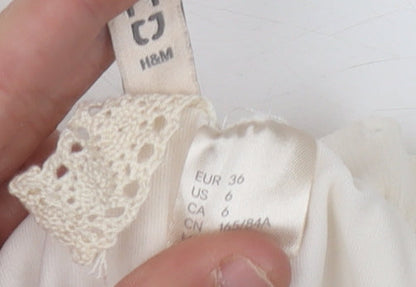 Womens UK Size 8 H&M Ivory Peasant Blouse