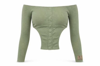 Womens UK Size 10 PRETTYLITTLETHING Green Cropped Blouse
