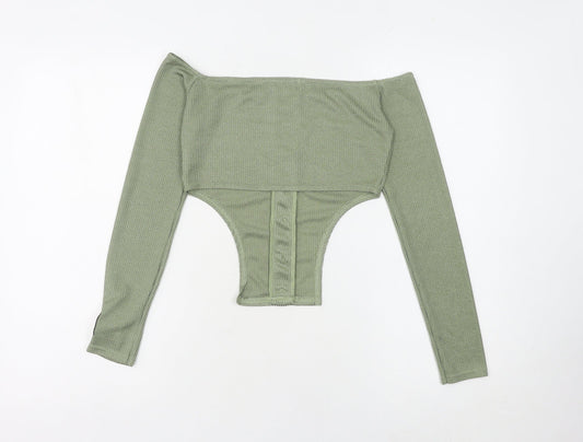 PrettyLittleThing Women's Green Off Shoulder Blouse Size 10