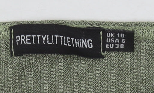 PrettyLittleThing Women's Green Off Shoulder Blouse Size 10