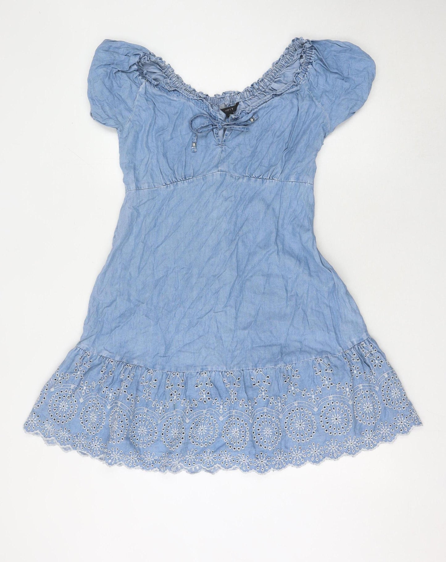 Next Women's Blue Puff Sleeve Dress Size 12